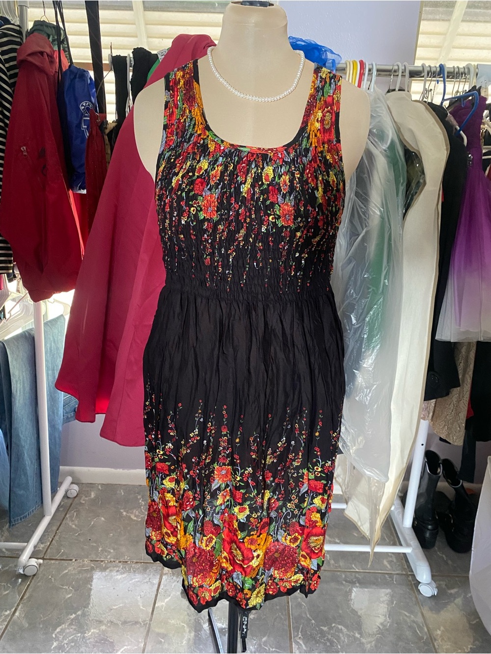 Handmade Romichard Summer Dress with Stunning Summer/Autumn Florals - Picture 6 of 10